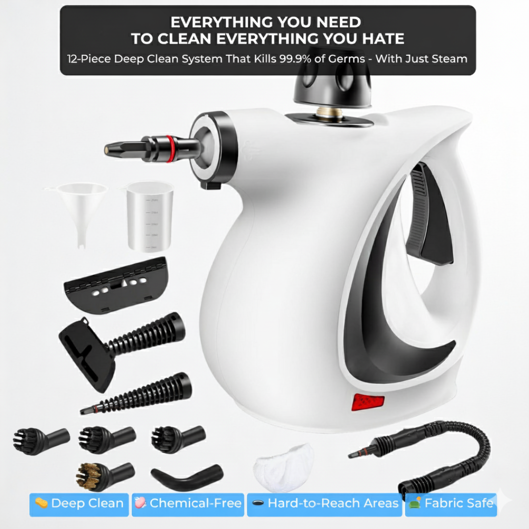 PureJet Steam Pro™ — 12 Bonus Accessories for Whole-Home Deep Cleaning